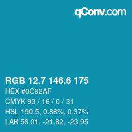 カラーコード: RGB 12.7 146.6 175 | qconv.com