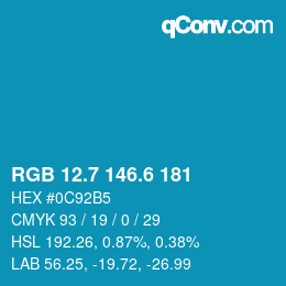 カラーコード: RGB 12.7 146.6 181 | qconv.com
