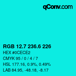 カラーコード: RGB 12.7 236.6 226 | qconv.com