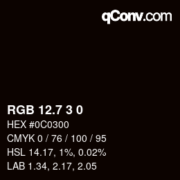 カラーコード: RGB 12.7 3 0 | qconv.com