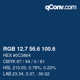 カラーコード: RGB 12.7 56.6 100.6 | qconv.com