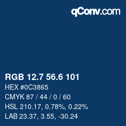 カラーコード: RGB 12.7 56.6 101 | qconv.com
