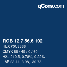 カラーコード: RGB 12.7 56.6 102 | qconv.com