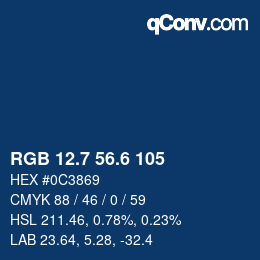 カラーコード: RGB 12.7 56.6 105 | qconv.com