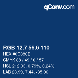 カラーコード: RGB 12.7 56.6 110 | qconv.com