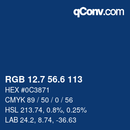 カラーコード: RGB 12.7 56.6 113 | qconv.com