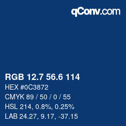 カラーコード: RGB 12.7 56.6 114 | qconv.com
