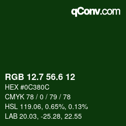 カラーコード: RGB 12.7 56.6 12 | qconv.com