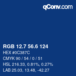 カラーコード: RGB 12.7 56.6 124 | qconv.com
