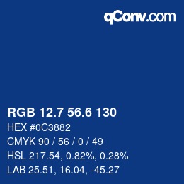 カラーコード: RGB 12.7 56.6 130 | qconv.com