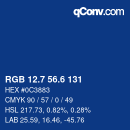 カラーコード: RGB 12.7 56.6 131 | qconv.com