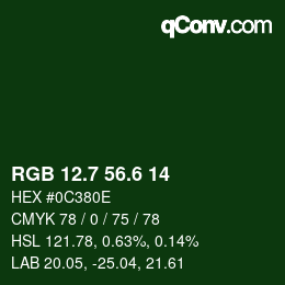 カラーコード: RGB 12.7 56.6 14 | qconv.com
