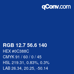 カラーコード: RGB 12.7 56.6 140 | qconv.com