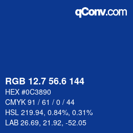 カラーコード: RGB 12.7 56.6 144 | qconv.com