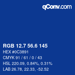 カラーコード: RGB 12.7 56.6 145 | qconv.com