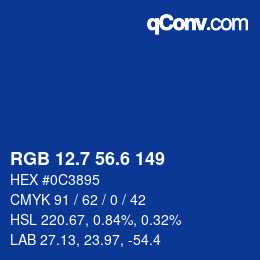 カラーコード: RGB 12.7 56.6 149 | qconv.com