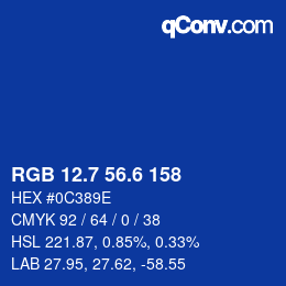 カラーコード: RGB 12.7 56.6 158 | qconv.com