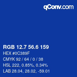 カラーコード: RGB 12.7 56.6 159 | qconv.com