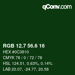 カラーコード: RGB 12.7 56.6 16 | qconv.com