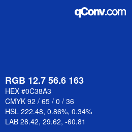 カラーコード: RGB 12.7 56.6 163 | qconv.com