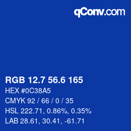 カラーコード: RGB 12.7 56.6 165 | qconv.com