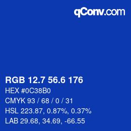 カラーコード: RGB 12.7 56.6 176 | qconv.com