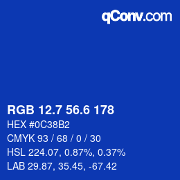 カラーコード: RGB 12.7 56.6 178 | qconv.com