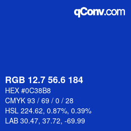 カラーコード: RGB 12.7 56.6 184 | qconv.com