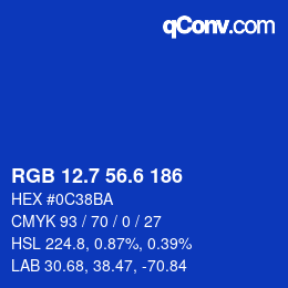 カラーコード: RGB 12.7 56.6 186 | qconv.com