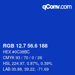カラーコード: RGB 12.7 56.6 188 | qconv.com