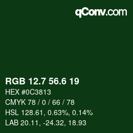 カラーコード: RGB 12.7 56.6 19 | qconv.com