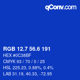 カラーコード: RGB 12.7 56.6 191 | qconv.com