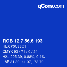 カラーコード: RGB 12.7 56.6 193 | qconv.com