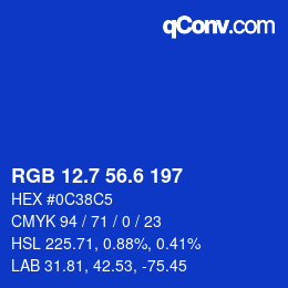 カラーコード: RGB 12.7 56.6 197 | qconv.com