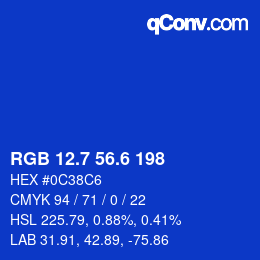 カラーコード: RGB 12.7 56.6 198 | qconv.com