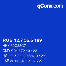 カラーコード: RGB 12.7 56.6 199 | qconv.com