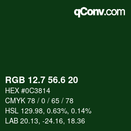 カラーコード: RGB 12.7 56.6 20 | qconv.com