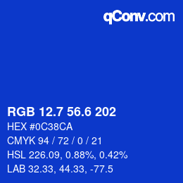 カラーコード: RGB 12.7 56.6 202 | qconv.com