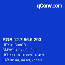 カラーコード: RGB 12.7 56.6 203 | qconv.com