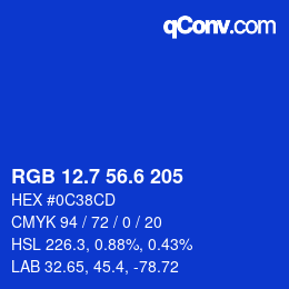 カラーコード: RGB 12.7 56.6 205 | qconv.com