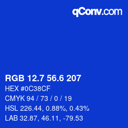 カラーコード: RGB 12.7 56.6 207 | qconv.com