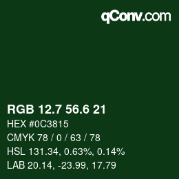 カラーコード: RGB 12.7 56.6 21 | qconv.com
