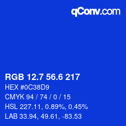 カラーコード: RGB 12.7 56.6 217 | qconv.com