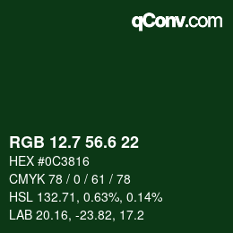 カラーコード: RGB 12.7 56.6 22 | qconv.com