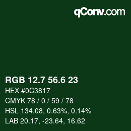 カラーコード: RGB 12.7 56.6 23 | qconv.com