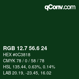 カラーコード: RGB 12.7 56.6 24 | qconv.com