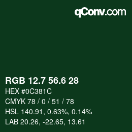 カラーコード: RGB 12.7 56.6 28 | qconv.com