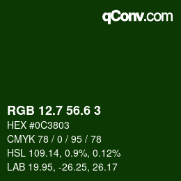 カラーコード: RGB 12.7 56.6 3 | qconv.com