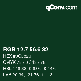 カラーコード: RGB 12.7 56.6 32 | qconv.com