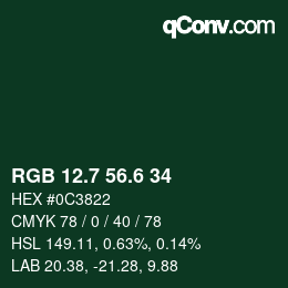 カラーコード: RGB 12.7 56.6 34 | qconv.com